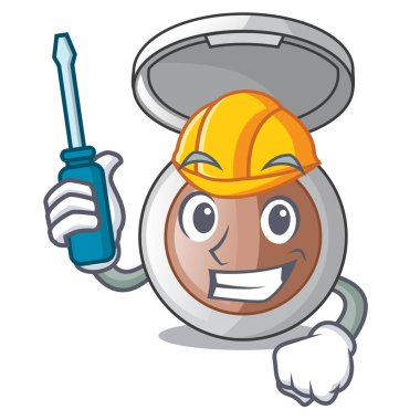 Ahşap çizgi film tablo vektör çizim üzerinde Otomotiv makyaj toz