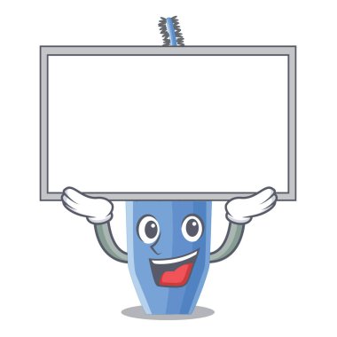 Tahtayı uzun rimel fırçası içinde maskot vektör çizim