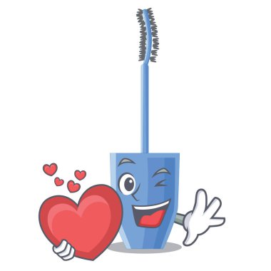 Çizgi film vektör illüstrasyon izole kalp rimel fırçası ile