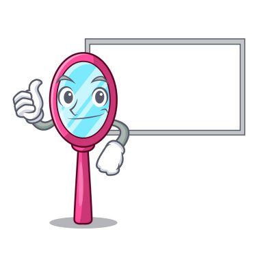 Başparmak yukarıya ile çizgi film şekil komik vektör çizim kurulu aynada