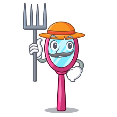 Çizgi film şekil komik vektör çizim aynada çiftçi