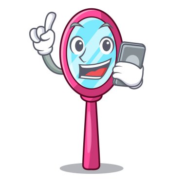 İle telefon aynada çizgi film şekil komik vektör çizim