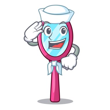 Çizgi film şekil komik vektör çizim aynada denizci