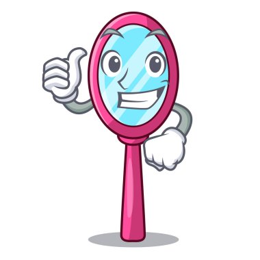 Başparmak yukarıya ile üzerinde maskot vektör illüstrasyon izole ayna