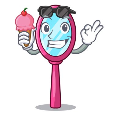 Maskot vektör çizim ile dondurma ayna ile izole