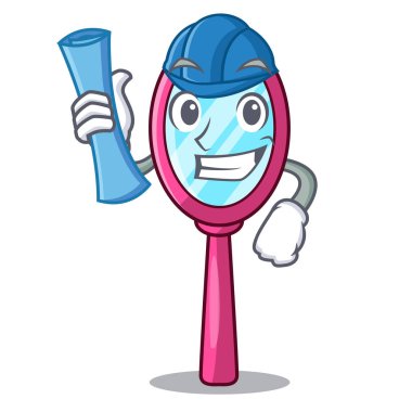 Mimar ayna ile üzerinde maskot vektör illüstrasyon izole