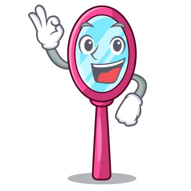Tamam ayna ile üzerinde maskot vektör illüstrasyon izole
