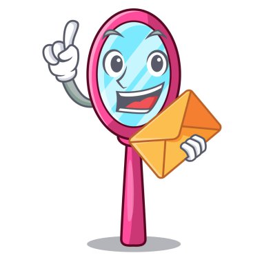 Maskot vektör çizim ile zarf ayna ile izole