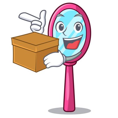 Maskot vektör çizim ile kutusu ayna ile izole