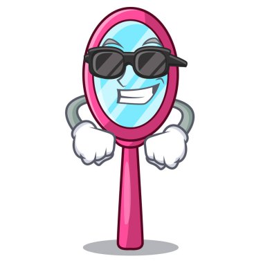 Süper cool ayna ile üzerinde maskot vektör illüstrasyon izole