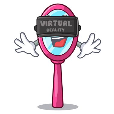 Sanal gerçeklik ayna üzerinde karakteri tuvalet masası vektör çizim