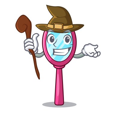 Karakter tuvalet masası vektör çizim cadı ayna