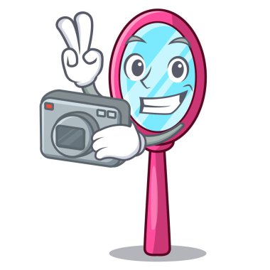 Karakter tuvalet masası vektör çizim fotoğrafçı ayna