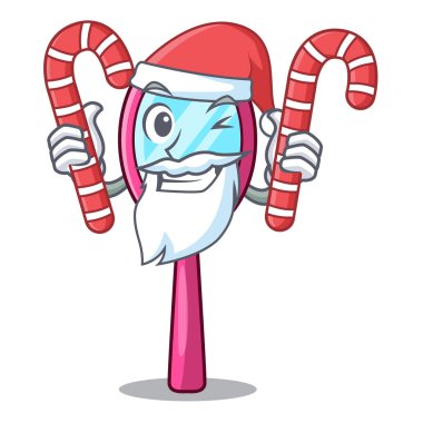 Santa şeker el ayna adlı çizgi film tablo vektör çizim ile