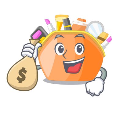 Para çantası kozmetik çantası ile karakter şekli vektör çizim içinde