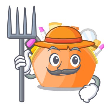 Karakter şekli vektör çizim çiftçi kozmetik çantası