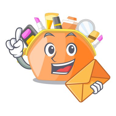 Çizgi film vektör illüstrasyon izole zarf kozmetik çantası ile