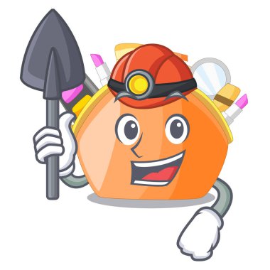 Madenci kozmetik çantası maskot tuvalet masası vektör çizim yukarıda