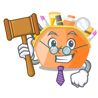 Judge cosmetic bag above the cartoon table vector illustration