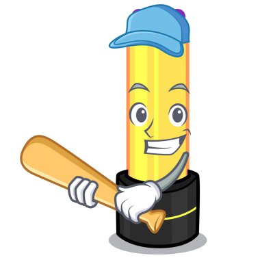 Karakter makyaj çantası vektör çizim iskambil beyzbol dudak kremi