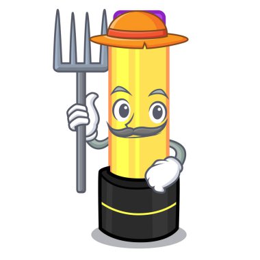 Çiftçi dudak kremi karakter makyaj çantası vektör çizim içinde