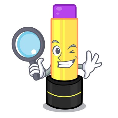 Maskot tuvalet masası vektör çizim yukarıda Dedektif dudak kremi