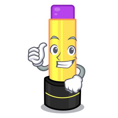 Dudak kremi maskot tuvalet masası vektör çizim yukarıda yaşasın