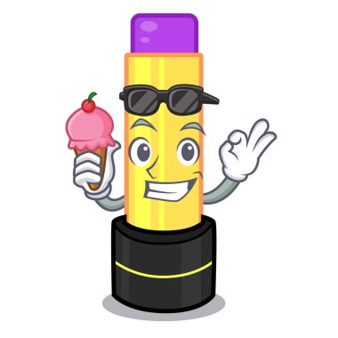 Maskot tuvalet masası vektör çizim yukarıda ile dondurma dudak kremi