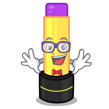 Geek dudak kremi maskot tuvalet masası vektör çizim yukarıda