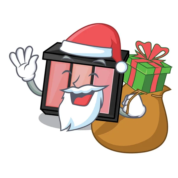 Santa Avec Ombre Paupières Cadeau Dessus Illustration Vectorielle Coiffeuse — Image vectorielle