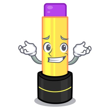 Maskot tuvalet masası vektör çizim üzerinde sırıtan dudak kremi