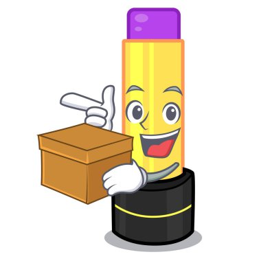 Maskot tuvalet masası vektör çizim yukarıda kutusunu dudak kremi ile