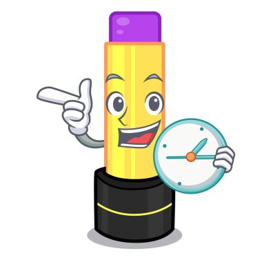 Maskot tuvalet masası vektör çizim yukarıda ile saat dudak kremi