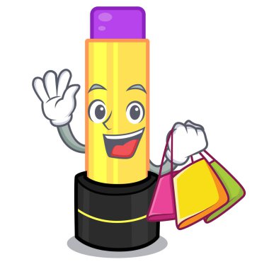 Dudak kremi maskot tuvalet masası vektör çizim üzerinde alışveriş