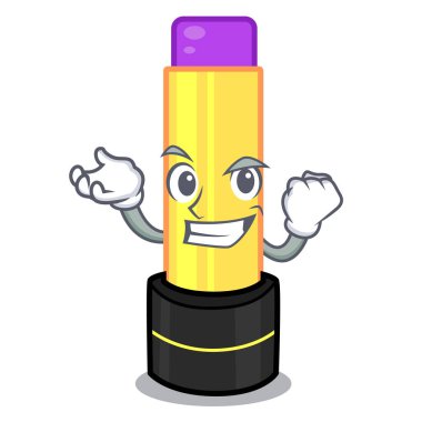 Maskot tuvalet masası vektör çizim üzerinde başarılı dudak kremi