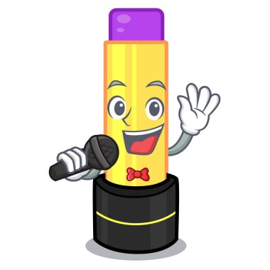 C çizgi film vektör illüstrasyon izole şarkı dudak kremi