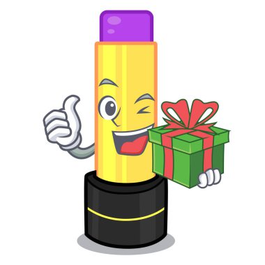 C çizgi film vektör illüstrasyon izole hediye dudak kremi ile