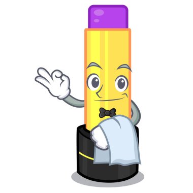 C çizgi film vektör illüstrasyon izole garson dudak kremi