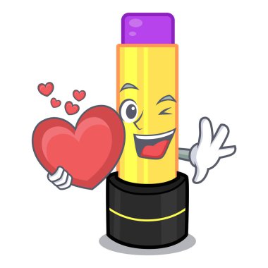 C çizgi film vektör illüstrasyon izole kalp dudak kremi ile