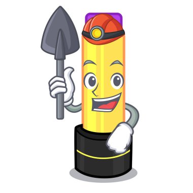 C çizgi film vektör illüstrasyon izole madenci dudak kremi