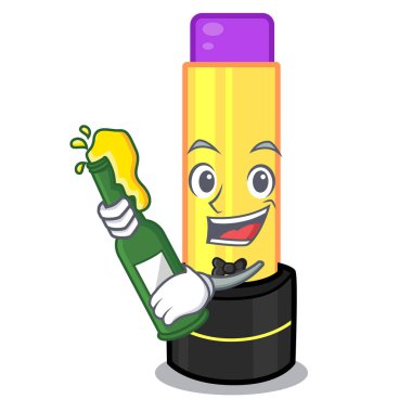 With beer lip balm in the cartoon shape vector illustration