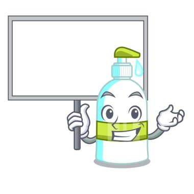 Karakter şişe vektör illustratrion içinde kurulu sıvı sabun getir