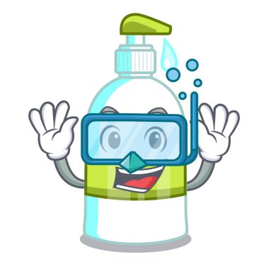 Bir çizgi film sepet vektör çizim içinde sıvı sabun dalış