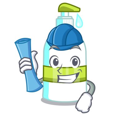 Bir çizgi film sepet vektör çizim mimar sıvı sabun