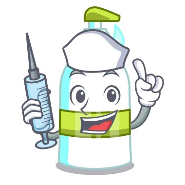 Bir çizgi film sepet vektör çizim hemşire sıvı sabun