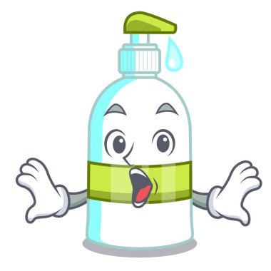 Sürpriz sıvı sabun ile maskot vektör çizim üzerinde izole