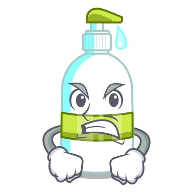 Kızgın sıvı sabun ile maskot vektör çizim üzerinde izole