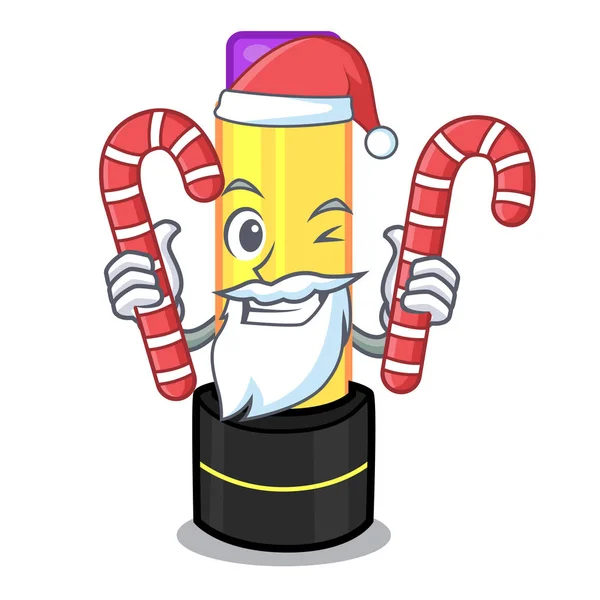 Santa Con Bálsamo Labial Caramelo Ilustración Vector Forma Dibujos Animados — Vector de stock