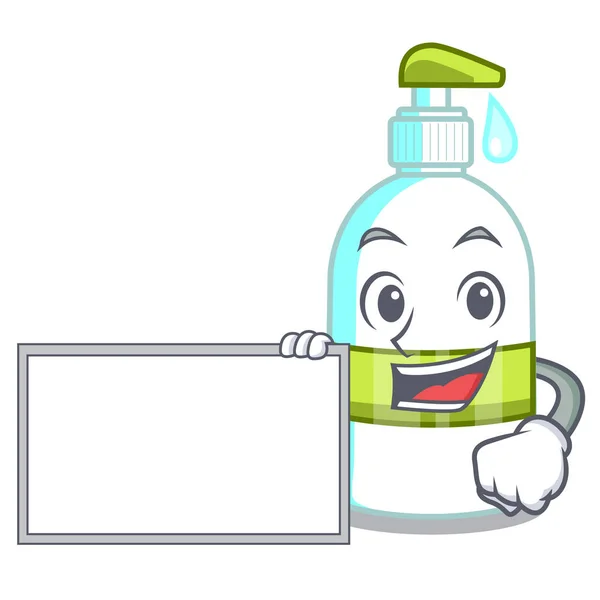 Board Liquid Soap Character Bottles Vector Illustratrion — Stock Vector