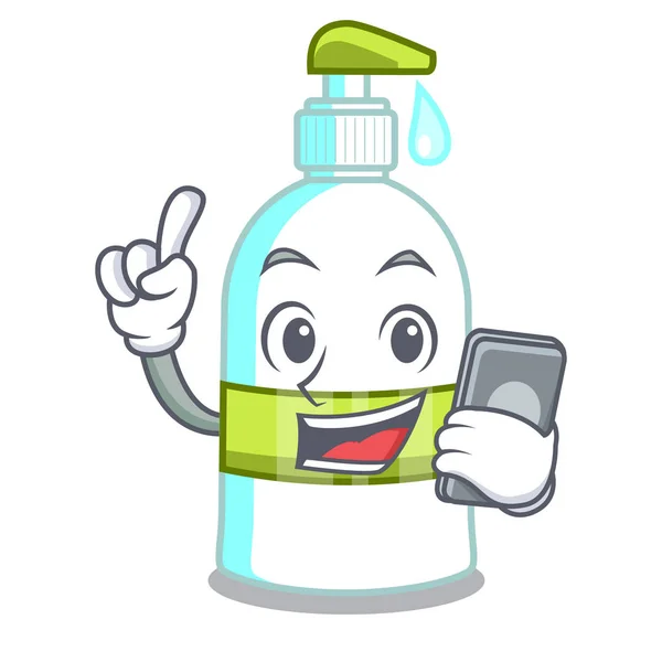 Phone Liquid Soap Character Bottles Vector Illustratrion — Stock Vector